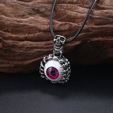 Punk Men's Skeleton Skull Eyes Titanium Stainless Steel leather chain Pendant