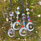 Quartz Moon Pendant Crystal Charm Witches Doors Windows Hanging Car Decor Magic Protection Banish Evil Pagan Wicca Altar decor  Wall Decor