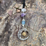 Quartz Moon Pendant Crystal Charm Witches Doors Windows Hanging Car Decor Magic Protection Banish Evil Pagan Wicca Altar decor  Wall Decor