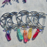 Raw crystal witch color moon bride hairpin crystal AB color five-pointed star crystal
