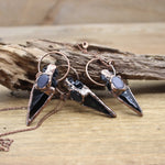 Reiki Energy Natural Obsidian Arrow Pendants Antique Copper Rough Black Stone Gem Meditation Witch Necklace Retro Jewelry