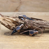 Reiki Energy Natural Obsidian Arrow Pendants Antique Copper Rough Black Stone Gem Meditation Witch Necklace Retro Jewelry