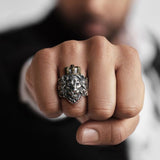 Ring Pure 925 Sterling Silver Lion King Crown Luxury Vintage Fashion Jewelry