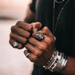 Ring Pure 925 Sterling Silver Lion King Crown Luxury Vintage Fashion Jewelry