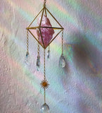 Rose Quartz Sun Catcher Crystal Light Catcher Handmade Crystal Spiritual Jewellery Suncatcher