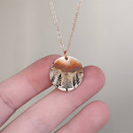 Round Forest Mountain Pendant Necklace Pine Tree Charm Chain Women Girl Necklaces Fashion Jewelry Accessories Statement Necklace