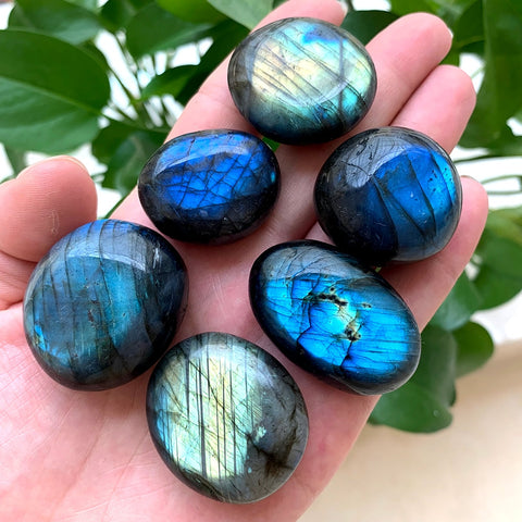 Magicun Stone~1pcs Natural Colorful labrador feldspar Crystal Original Moonstone Elongated stone Ornament blue&yellow Moonstone