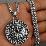 Viking Style Various Wolf Head Runes Unisex Necklace Pendant