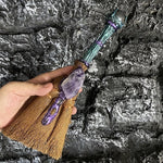 Wicca Broom Crystal Witch Broom Vintage Broom Wizard Diviner Priest Sacrificial Ceremony Expulsion Props Halloween Home Decor