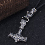 S925 Sterling Silver Wolf Heads | S925 Sterling Silver Necklace | Leather Wolf Heads - Necklaces