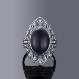 Vintage Oval Natural Labradorite Rings For Women Silver Ring Jewelry Finger Ring Gemstone Rings
