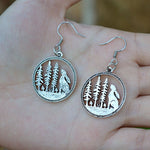 Silver Natural Pine Tree With Cute Rabbit Drop Earrings For Women
