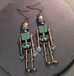 Silver Skull Dangle Earrings Gothic Skeleton Earrings for Gift