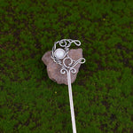 Silver Witch Hairstick Crescent Moon Goddess Sword Hairpin Wiccan Gothic Jewelry For Women Pagan Wicthcraft
