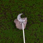 Silver Witch Hairstick Crescent Moon Goddess Sword Hairpin Wiccan Gothic Jewelry For Women Pagan Wicthcraft