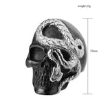 Magic Ring~Size 7 to Size 16 Mens Boys 316L Stainless Steel Cool Punk Gothic Skull Snake Newest Ring HF404