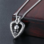 Viking Magic~Skeleton & Skull Necklaces Pendants Mens Gothic Punk Male Gold Color Biker joyas Stainless Steel Chains Necklace For Men Jewelry
