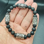 Viking Magic~Slavic Men Bracelet Natural Lava Stone rune Bead Amulet Vikingos Compass celts knot Runes Jewelry
