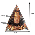 Spiral Copper Wire Orgonite Pyramid Obsidian Orgone Healing Energy Yoga Meditation Ornament - Jewelry Findings &amp; Components