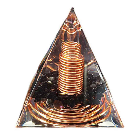 Spiral Copper Wire Orgonite Pyramid Obsidian Orgone Healing Energy Yoga Meditation Ornament - Jewelry Findings &amp; Components