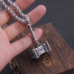 Stainless Steel Never Fade Thrall‘s Hammer of Destruction necklace or Viking Hammer necklace with wooden box