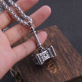 Stainless Steel Never Fade Thrall‘s Hammer of Destruction necklace or Viking Hammer necklace with wooden box