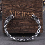 Stainless Steel Nordic Viking Norse Dragon Bracelet Men Wristband Cuff Bracelets with Viking Wooden Box