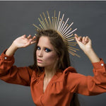 Magic Wicca~Star crown Gold Spike Halo Crown Sunburst Burning man headdress Gothic met gala spike goddess headpiece zip tie crown