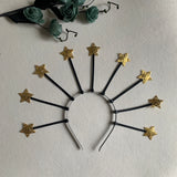 Magic Wicca~Stars crown halo crown Goth halloween tiara with gold stars Cosplay masquerade fancy goddess nigth queen astrology halo nimbus