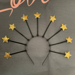 Magic Wicca~Stars crown halo crown Goth halloween tiara with gold stars Cosplay masquerade fancy goddess nigth queen astrology halo nimbus