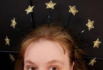 Magic Wicca~Stars crown halo crown Goth halloween tiara with gold stars Cosplay masquerade fancy goddess nigth queen astrology halo nimbus