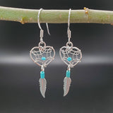 Sterling Silver Raw Amethyst Dream Catcher drop Earrings. Dream catcher dangle earrings