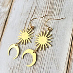 Sun Face Figure Starburst Earrings Gold Sun Celestial Astronomy Boho Hippies Jewelry Women Gift for Her Beautifu Fashion Trend