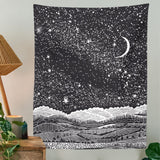 Sun Moon Tapestry Wall Hanging Stars Space Psychedelic Black and White Wall Tapestry Wall Tapestry for Bedroom Home Wall Décor
