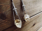Sword Earrings, Raw Quartz Crystal Earrings, Botanical Earrings, Gothic Crystal Earrings, Boho Earrings