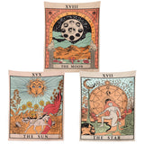 Tarot Flag Tapestry - The Sun, The Moon and The Star - Bohemian Cotton Printed Hand Made Wall Hanging Tapestries ,Pack of 3