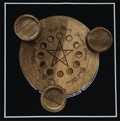Tarot Supplies Equipment Magic Pentagram Wooden Candle Holder Cup Candle Holder Fire Consecration Wax Table Energy Decoration