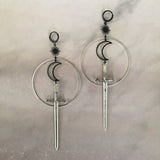 The Enchantress Sun Moon Ring Sword Earrings Classic Eardrop Big Sword Punk Statement Jewellery Women Men Gift Gothic Mystical