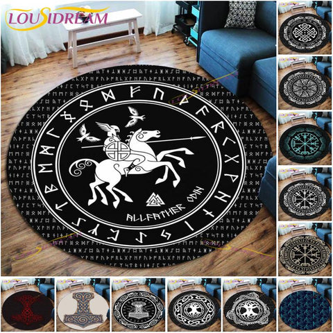 The Vikings Skull Pattern Area Rug Round Floor Mat Living Room Carpet Bathroom Kitchen Rug Doormat