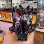 Triple Cat Retro Egyptian Cats Display Stand for Crystal Ball Base Holder Resin Figurines Statue Ornament for 40-80mm Sphere