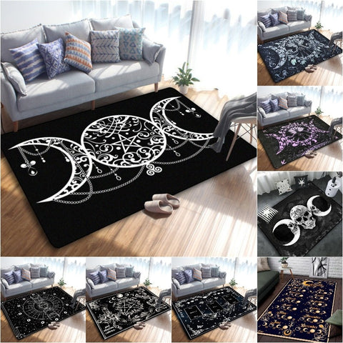 Triple Moon And Pentagram Altar Or Tarot Witchy Gothic Rug Floor Mat, Area Rug Large, Carpets For Living Room Bed Room, Bath Rug - Rug