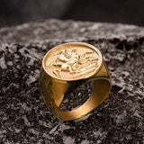 Valily Stainless Steel Sovereign Coin Ring Gold Color Roman Solider Ring For Men Women Party Jewelry Gift Bague Homme - Rings
