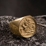 Valily Stainless Steel Sovereign Coin Ring Gold Color Roman Solider Ring For Men Women Party Jewelry Gift Bague Homme - Rings