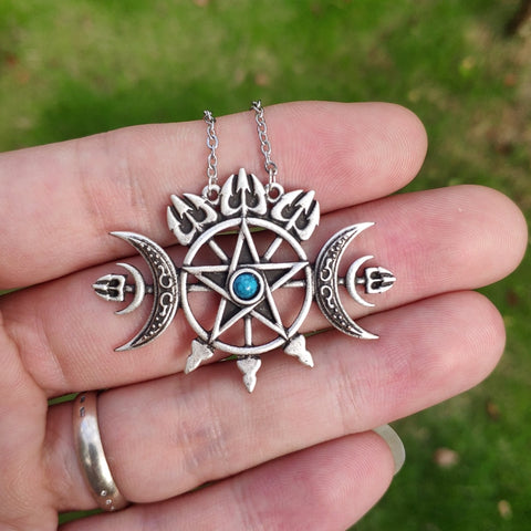 Variety Styles Witch Triple Moon Necklace Crescent Moon Pendant Necklace Seal Sigil of Spirit Gothic Jewelry