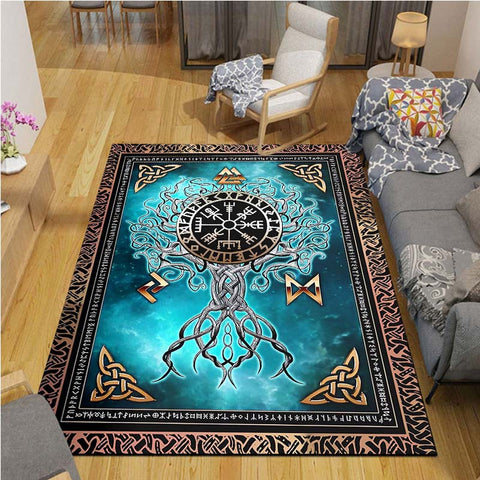 Summon the Spirit of the Vikings: Norse Mythology Symbols Rectangle Rug for Legendary Home Décor
