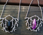 Vintage Branch Antlers Natural Crystal Pendant Necklace Sweater Chain Gift