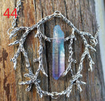 Vintage Branch Antlers Natural Crystal Pendant Necklace Sweater Chain Gift