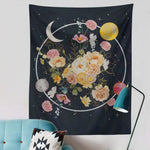 Vintage Flower Wall Tapestry Hanging Moon Retro Wall Decor Tapestries Bedroom Drom Room Sun Floral Heart Wall Decor Tapestry