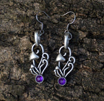 Vintage Silver Crystal Mushroom Dangle Earrings Cute Jewelry For Women