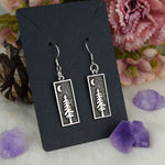 Vintage Silver Pine Tree With Crescent Moon Pendant Dangle Earring Natural Jewelry for Women
